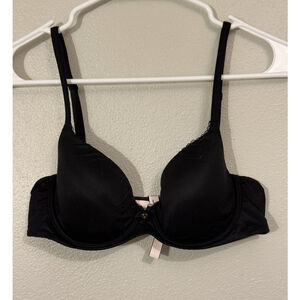 Victoria Secret Lined Demi Bra 36C Underwire Padded Cup Adjustable Strap Satin